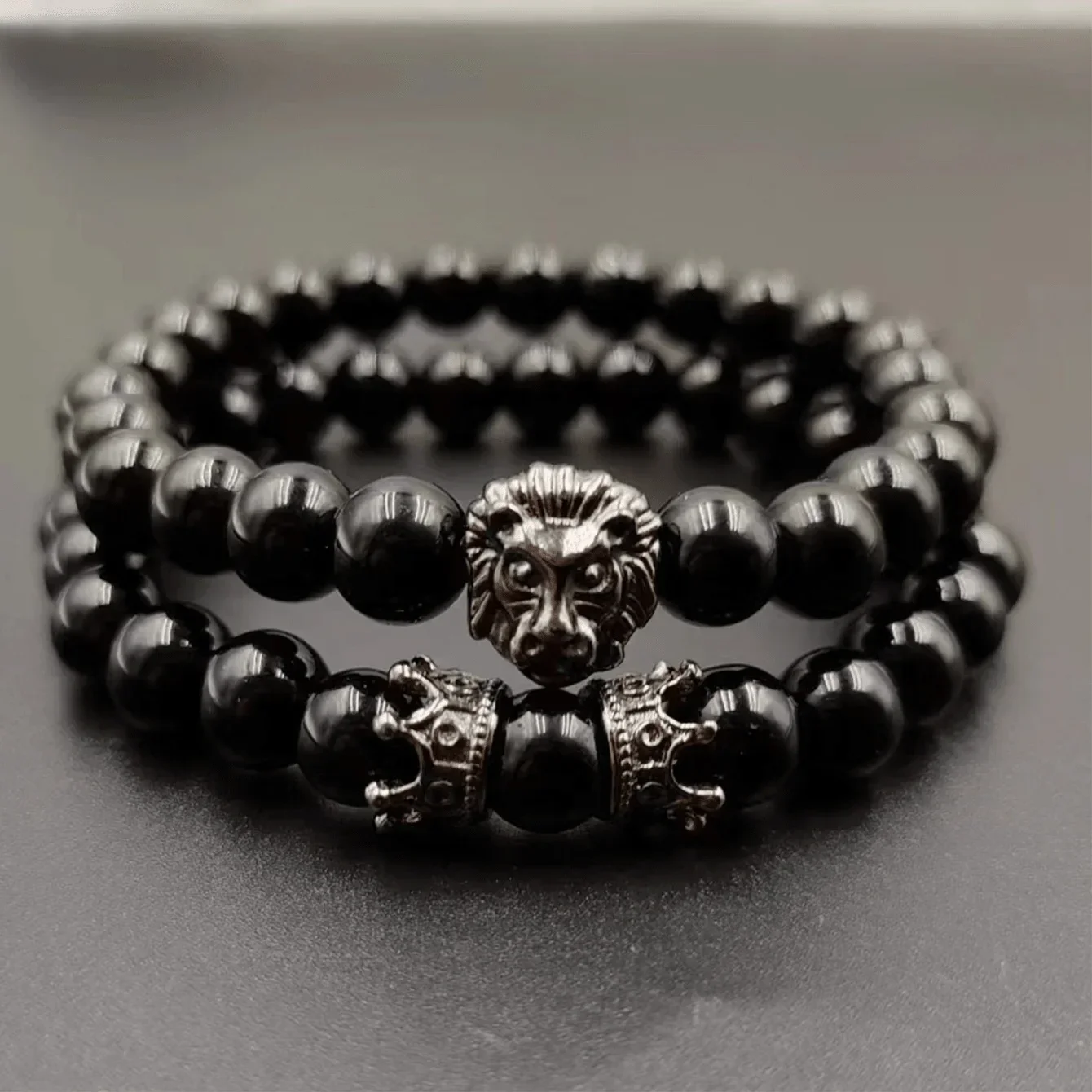 Браслет из бисера с короной и драгоценными камнями для мужчин природный топаз