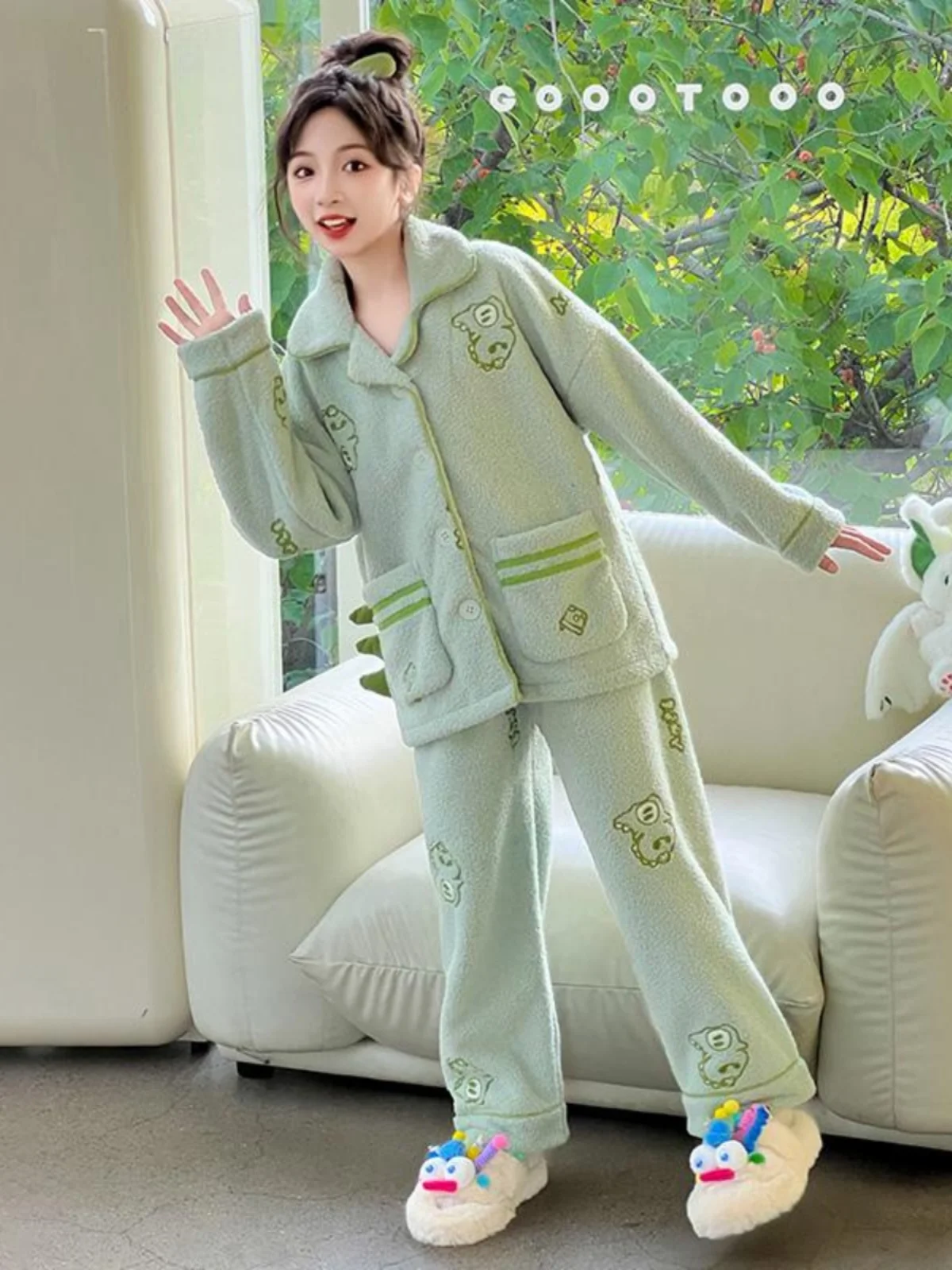 Женские пижамы для детей старшего возраста осенне-зимний новый фланелевой