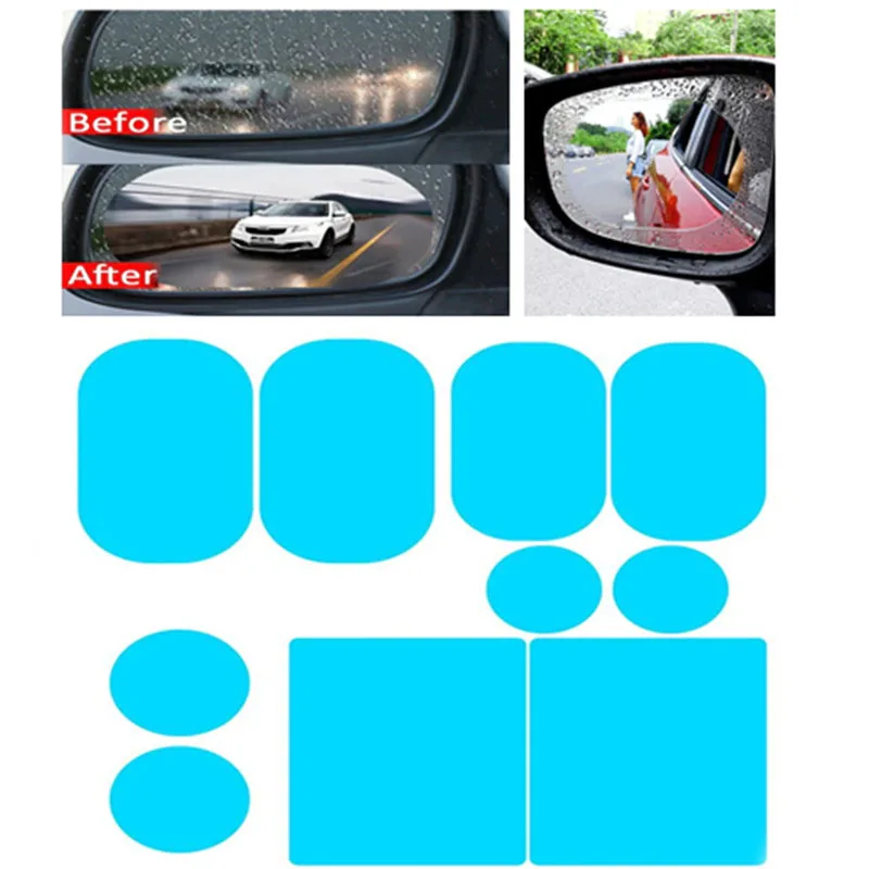 

2/4PCS Car Rearview Mirror Rainproof Film Nano Mirror Anti-fog Film Mirror Glass Water Repellent Long-lasting Film Universal