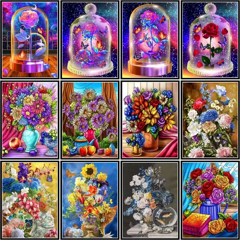 

CHENISTORY 40x50cm Painting By Number Colorful Flower Kits Handpainted Picture By Number Drawing On Canvas Home Diy Gift