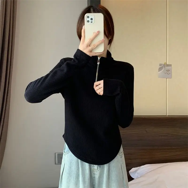 Женские флисовые толстовки с воротником-стойкой утепленные пуловеры