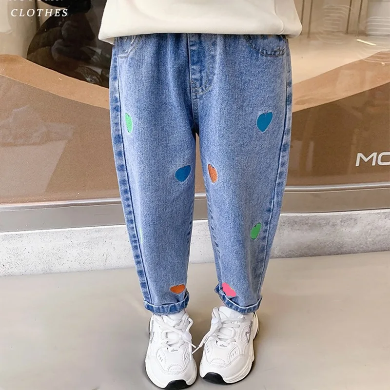 

Girls Casual Jeans 4-12y Spring & Autumn Fashion Breathable Comfortable Children's Skinny Wide Leg Straight Jeans Pant for Girls