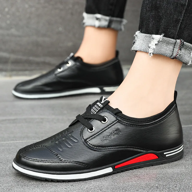 

Men Loafers Autumn New Microfiber Leathe Comfortable Casual Shoes Thick Sole Wear-resistant Male Skate Zapatos Hombre