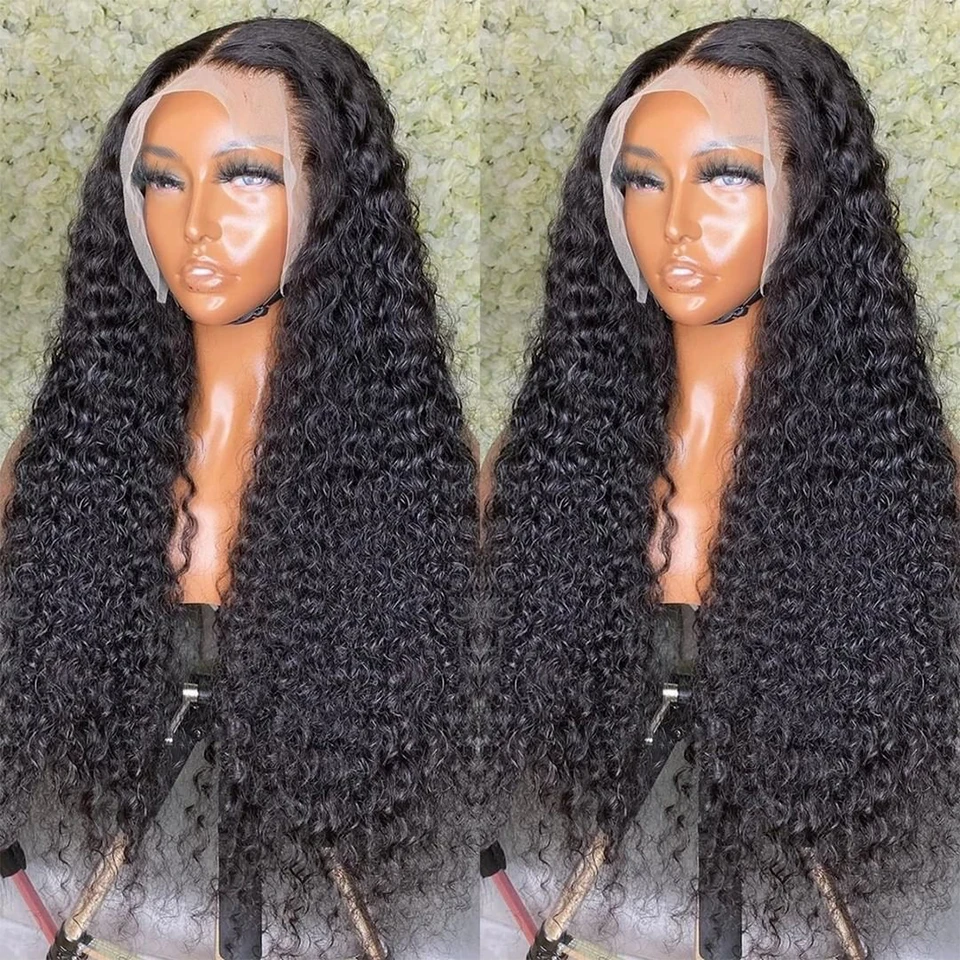 4x4 Kinky Curly Lace Closure Human Hair Wig Brazilian Remy 180% Curly Wave Wigs for Black Women Transparent Lace Front Wigs