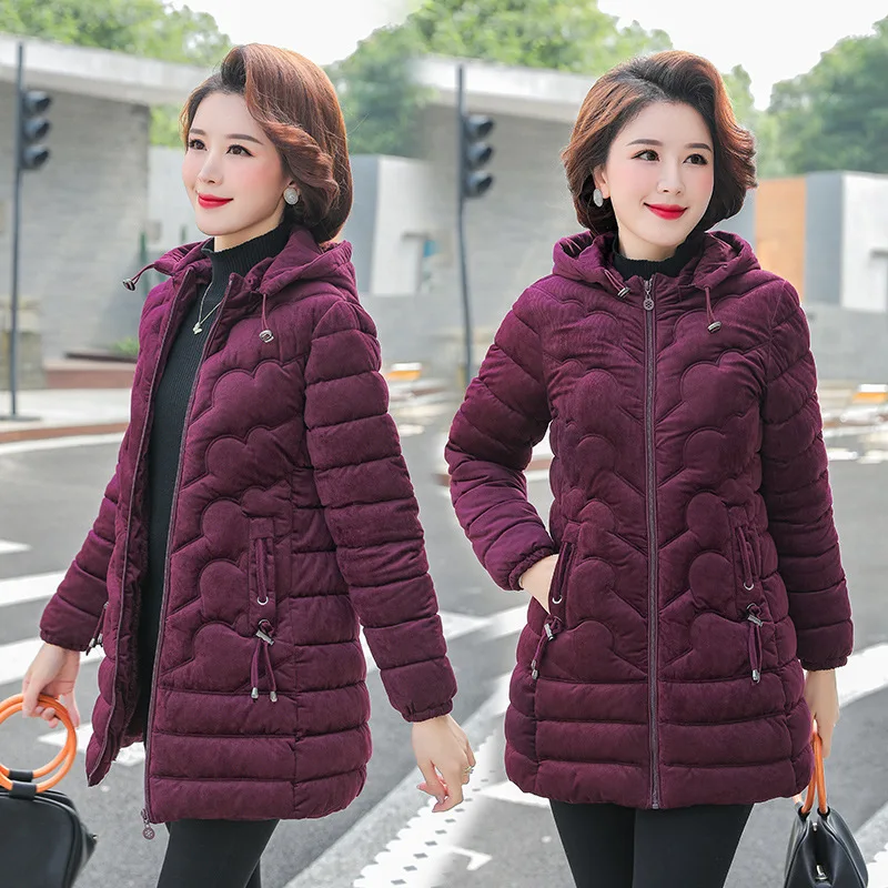 Corduroy Winter Coat Women Puffer Jacket Winter New Korean Style Long Ladies Over-the-knee Cotton Padded Jacket Keep Warm