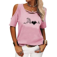 horse short sleeves off shoulder print women casual summer t shirt girl 2022 tee tshirt loose top t shirt