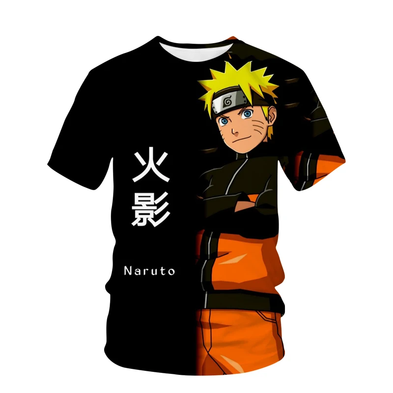 Футболка мужская оверсайз с 3D принтом Наруто и японским аниме свободная рубашка