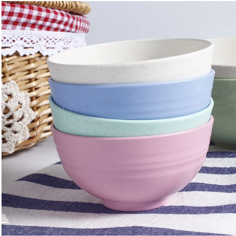 

1PCS Eco-Friendly Wheat Straw Bowls Household Rice Salad Bowls Unbreakable Children Bowl Set For Home Kitchen
