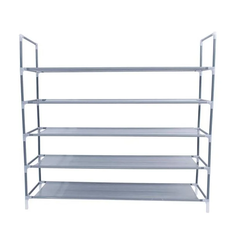 

Simple Assembly 5 Tiers Non-woven Fabric Shoe Rack with Handle Gray