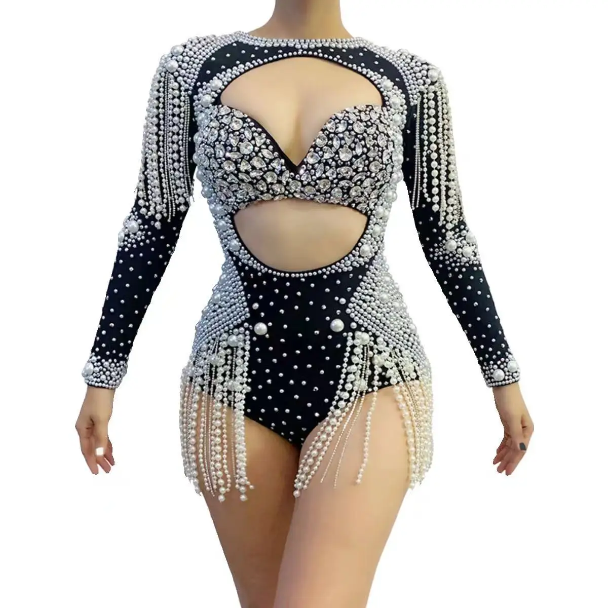 Костюм для джазового танца сексуальное блестящее боди с вырезами Женское