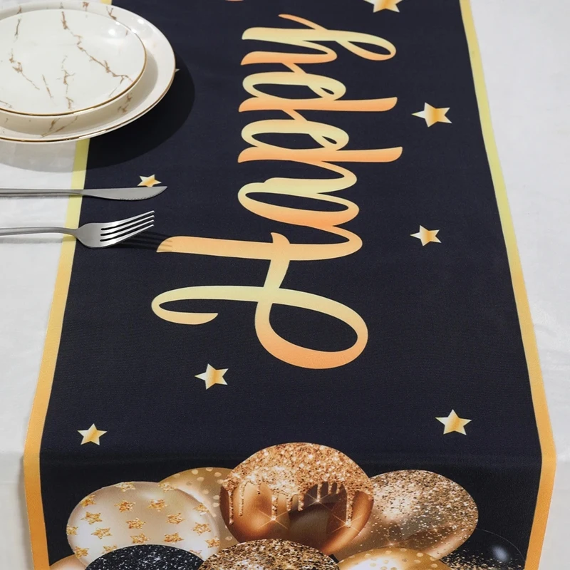 Черное Золото Дорожка Для Дня Рождения Украшения Скатерти Украшение Дома