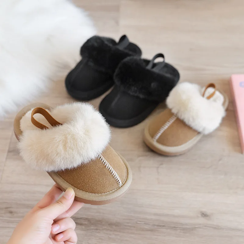 

2022 New Style Warm Plush Cotton Slippers For Kids Toddler Cute slipper For Boys Or Girls Snow Children Fashion Shoes 7-12y