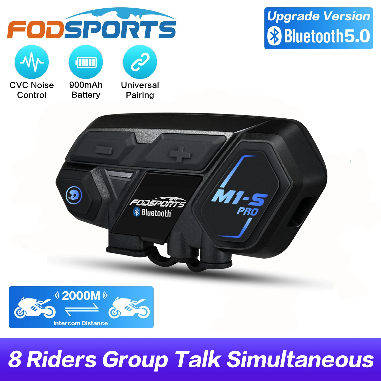 Fodsports мото M1-S Pro intercomunicador moto Bluetooth Headset Helmet Intercom Motorcycle Wireless Headphone capacete de moto