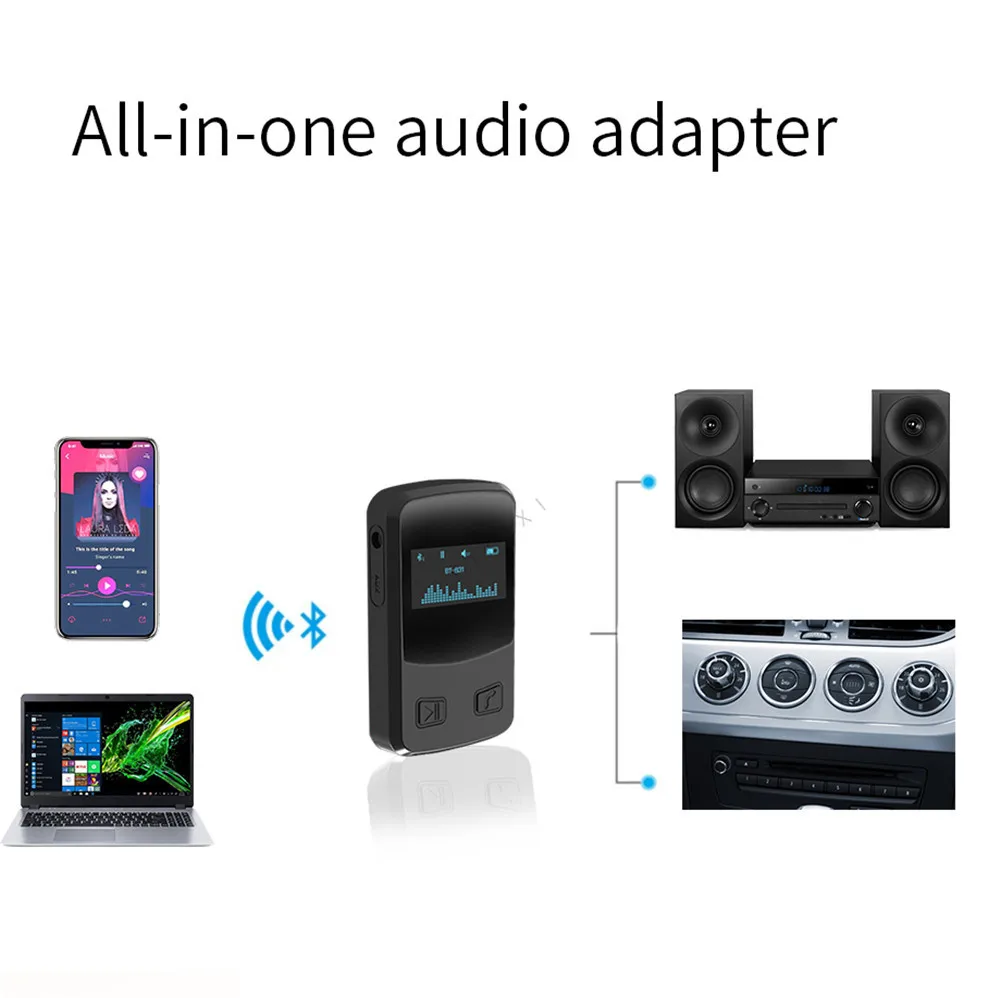 

LED Display Bluetooth 5.0 Wireless 3.5mm AUX Jack Audio Receiver Adapter Music Streaming With MIC 3D Surround For Aux Car Stereo