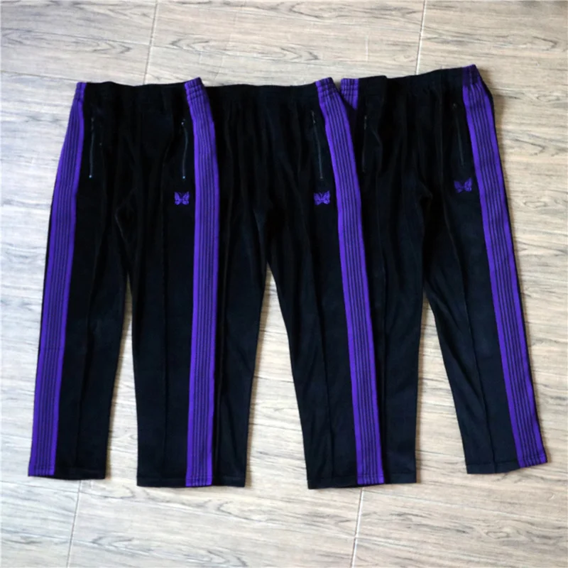 

New product AWGE Trousers Butterfly Embroidery Men Woman Same Style Best Quality Velvet Casual Pants Needles Sweatpants