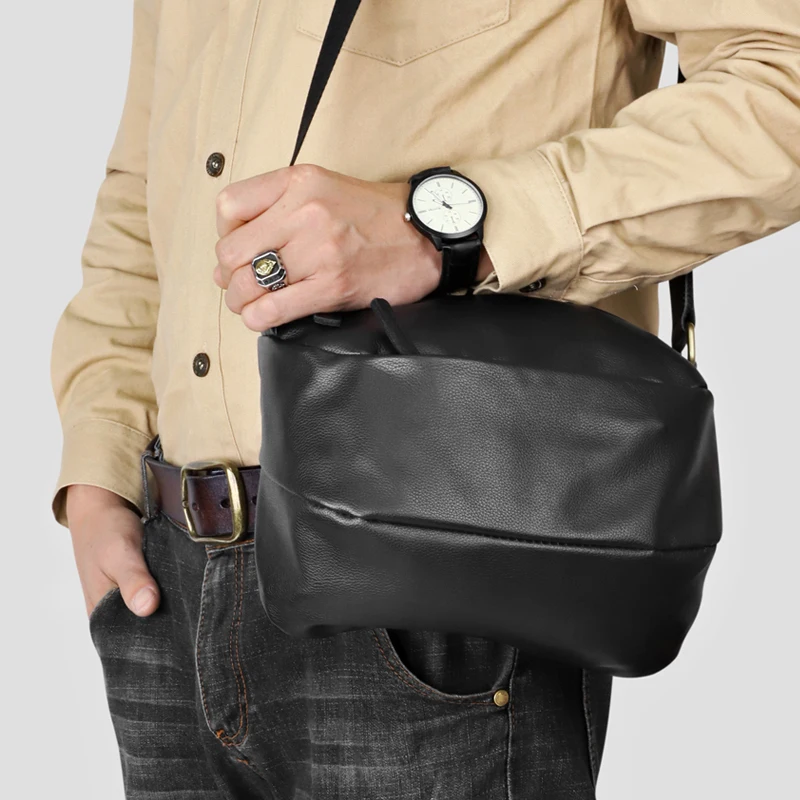 Casual Genuine Leather Men's Shoulder Bag Outdoor Daliy Chest Shoulder Bag Daypack Crossbody Messenger Pocket Bags For Travel