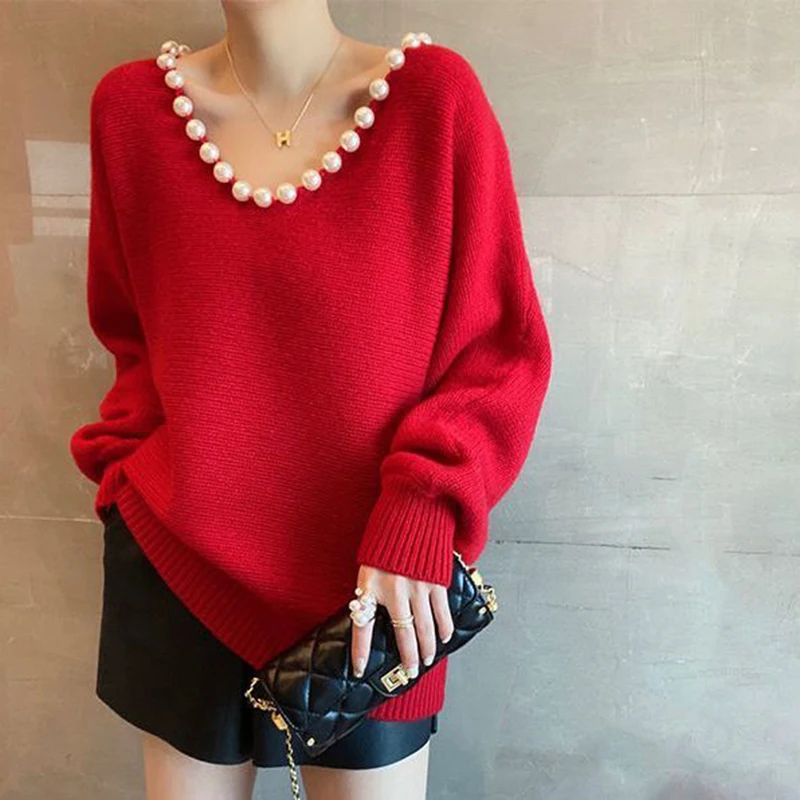 

Женский трикотажный свитер с круглым вырезом, с длинным рукавом