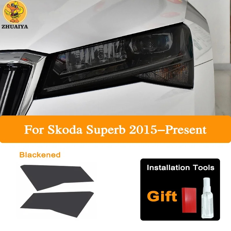 

For Skoda Superb 3 3V B8 2015 Pre-Cut Car Headlight Tint Smoked Black Protective Film Protection Transparent PPFfilm