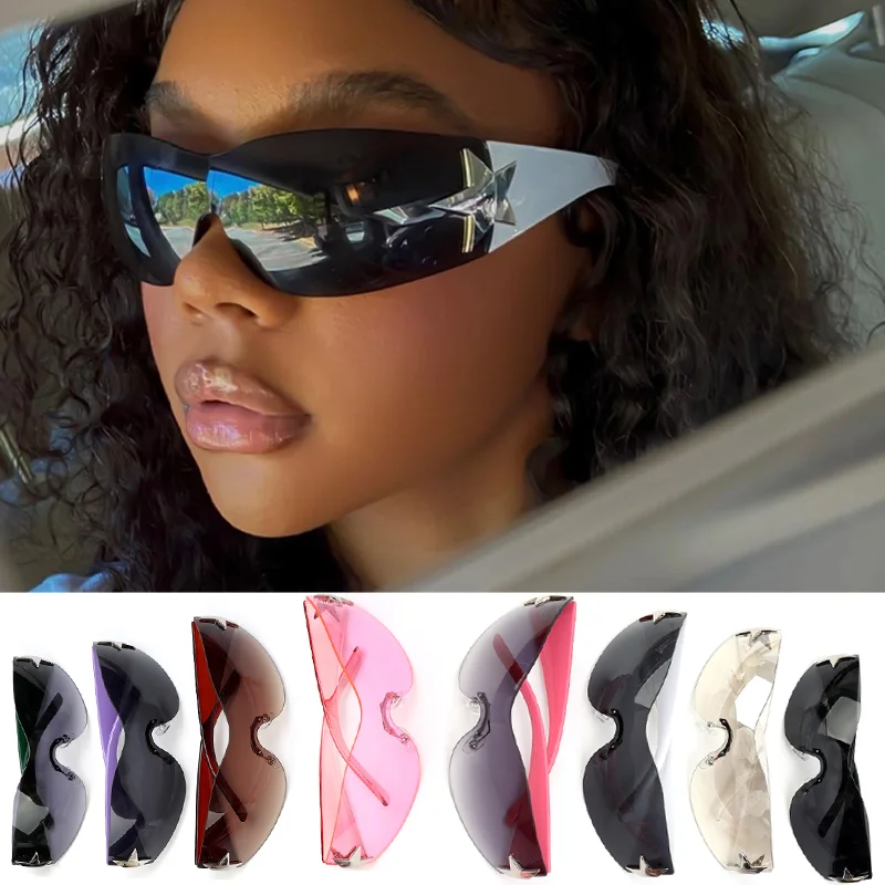 

Солнцезащитные очки в стиле панк Y2K для мужчин и женщин, поляризационные цельнокроеные, с защитой от ультрафиолета UV400