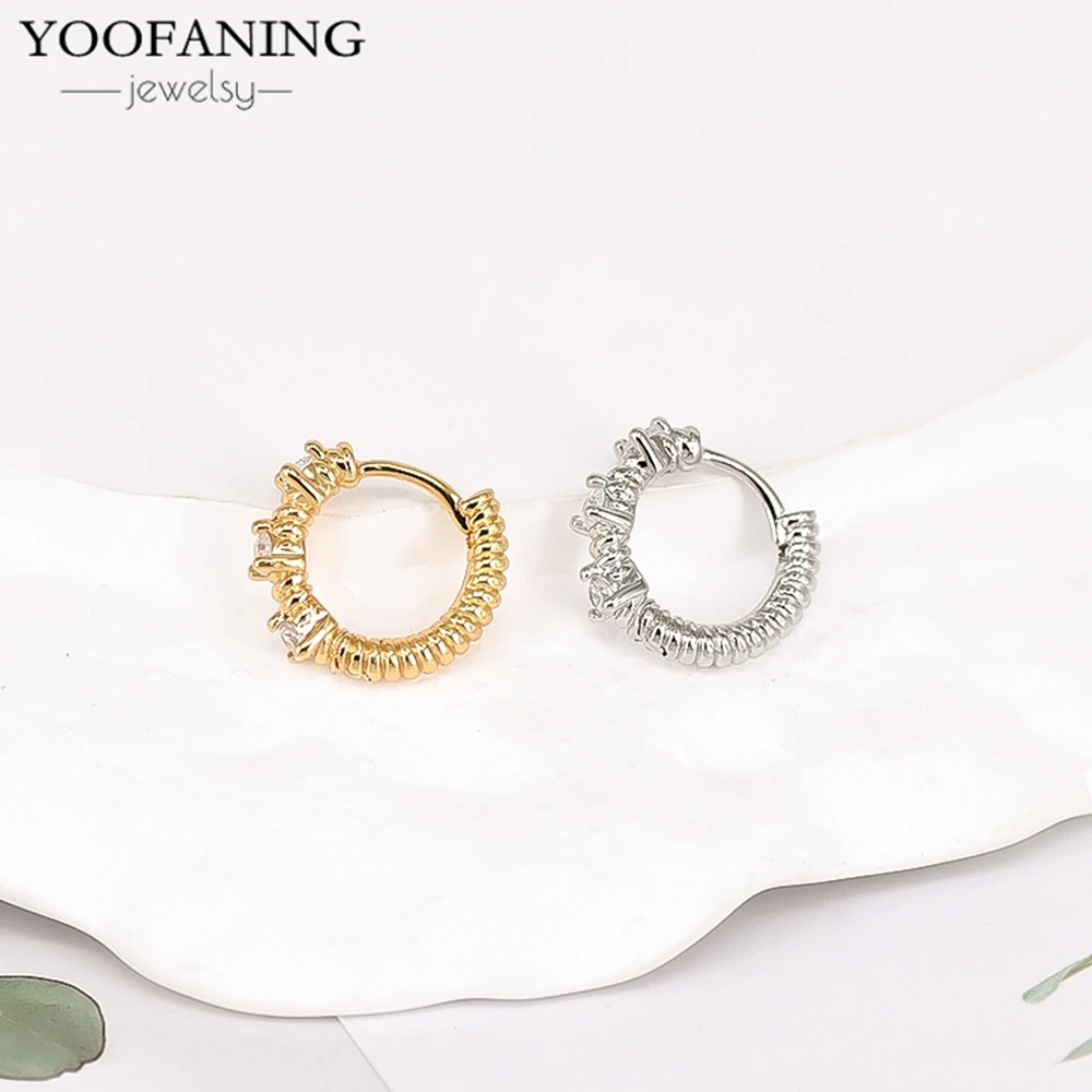 Фото YOOFANING Серьги-кольца из серебра 925 пробы с белыми цирконами, роскошные женские украшения для свадьбы. №3