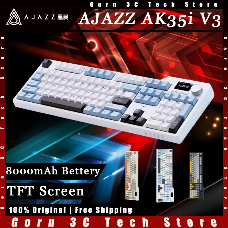 AJAZZ AK35i V3 Механическая клавиатура Трехрежимный TFT-экран Прокладка Структура