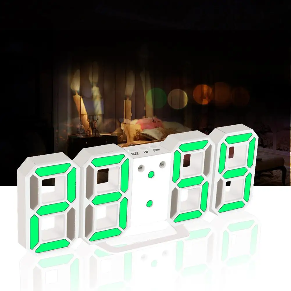 

Цифровые настольные 3d-часы, настенные часы, светодиодная Ночная подсветка, отображение даты и времени по Цельсию, будильник с USB, повтором си...