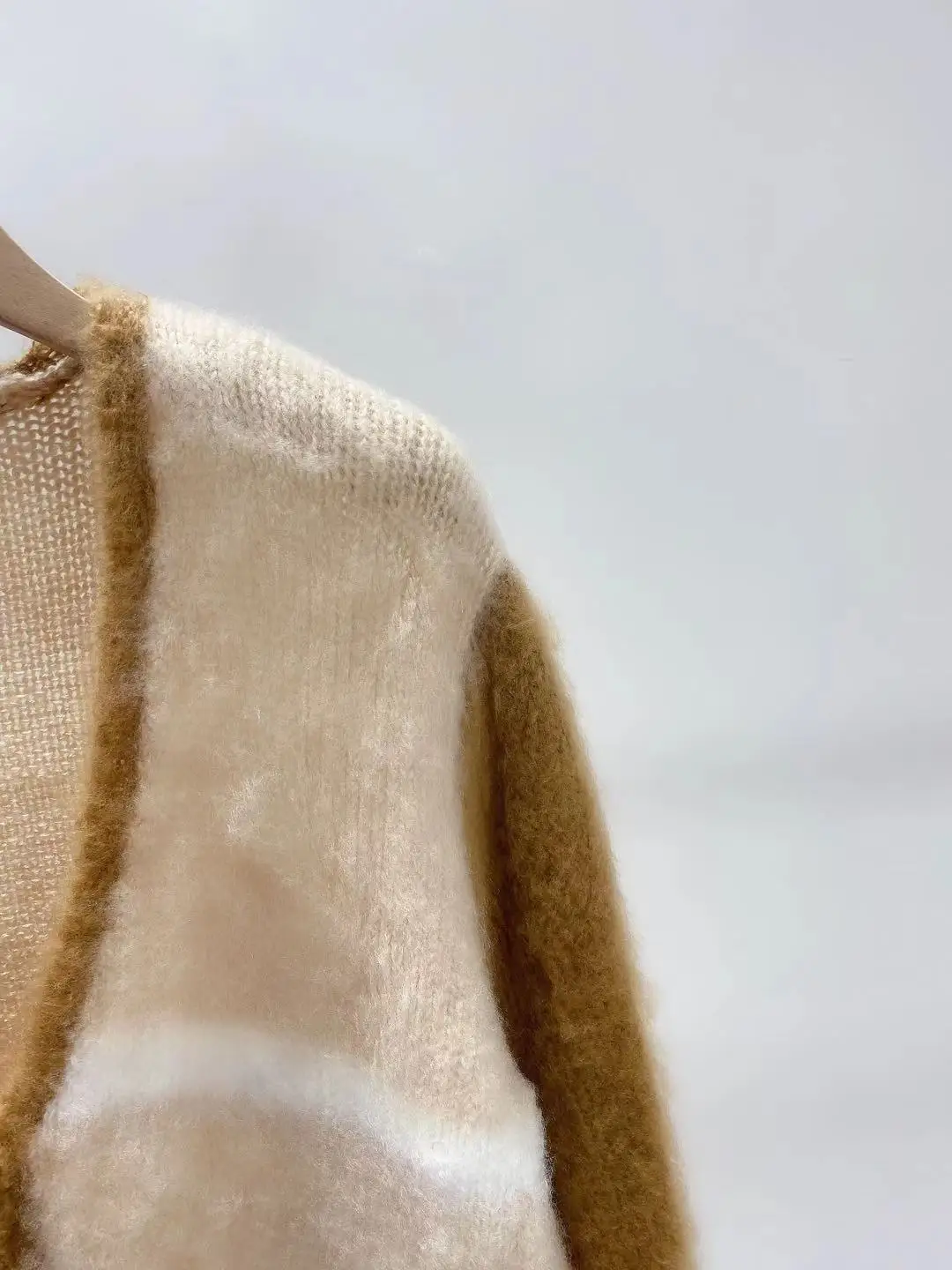 

Women Cardigan Color Contrast V-Neck Long Sleeve Single Breasted Loose Coat