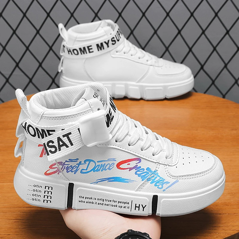 Brand Kids Casual Sneakers Children High-tops Sneakers Trendy Boys Basketball Sports Tennis Shoes Leather Non-Slip Footwear