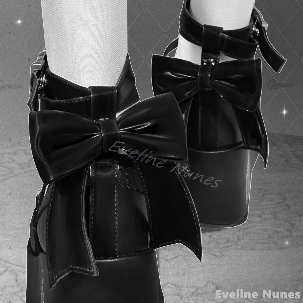 Witch Dinner Series Туфли Мэри Джейн на платформе Женские туфли с узлом-бабочкой круглым