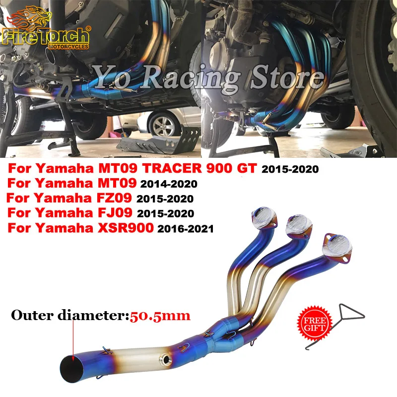 

Full Exhaust System Front Link Pipes Stainless Steel 51mm For Yamaha FJ09 MT MT09 TRACER 900 GT MT-09 FZ-09 XSR900 2014 - 2021