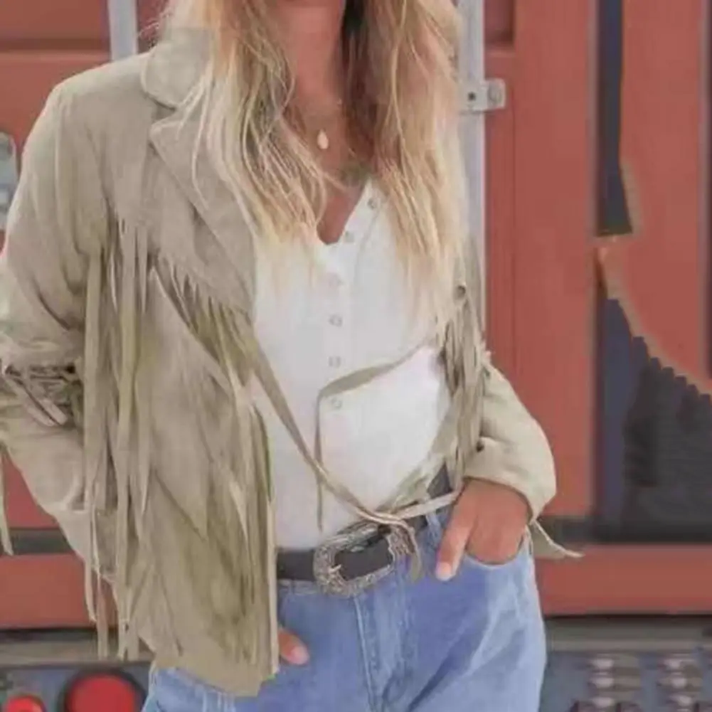 Сплошной цвет женское пальто зимнее кардиган с бахромой и кисточками модное