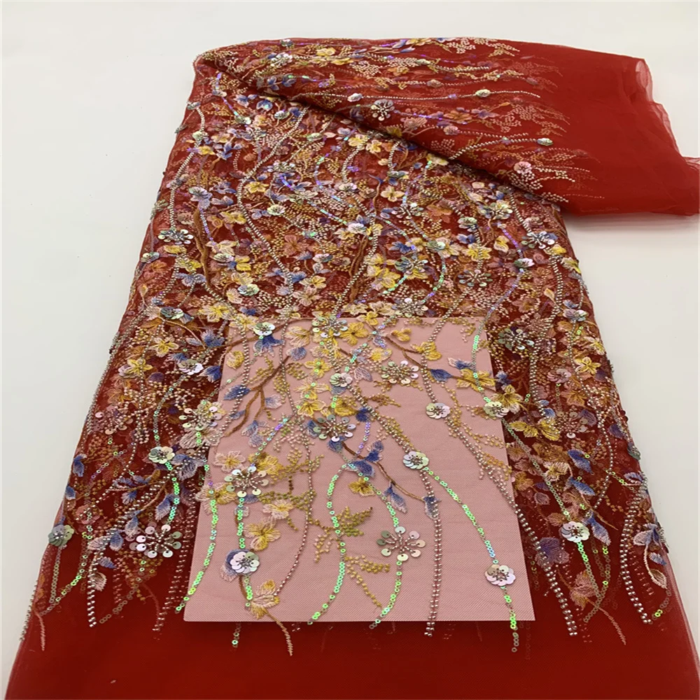 Новинка 2024 3D цветок высококачественные африканские блестки искусственная ткань