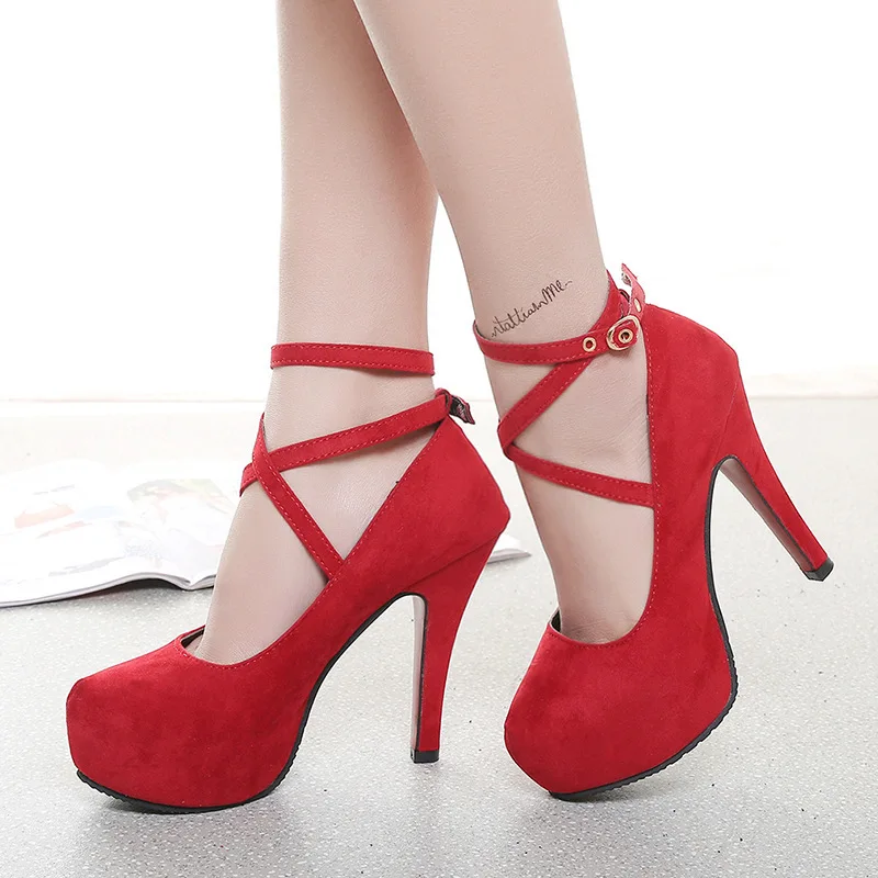 

High Heels Spring New Pointed Shoes Belt Buckle Thick Heel High Heels Fashion Sandals Women Plus Size