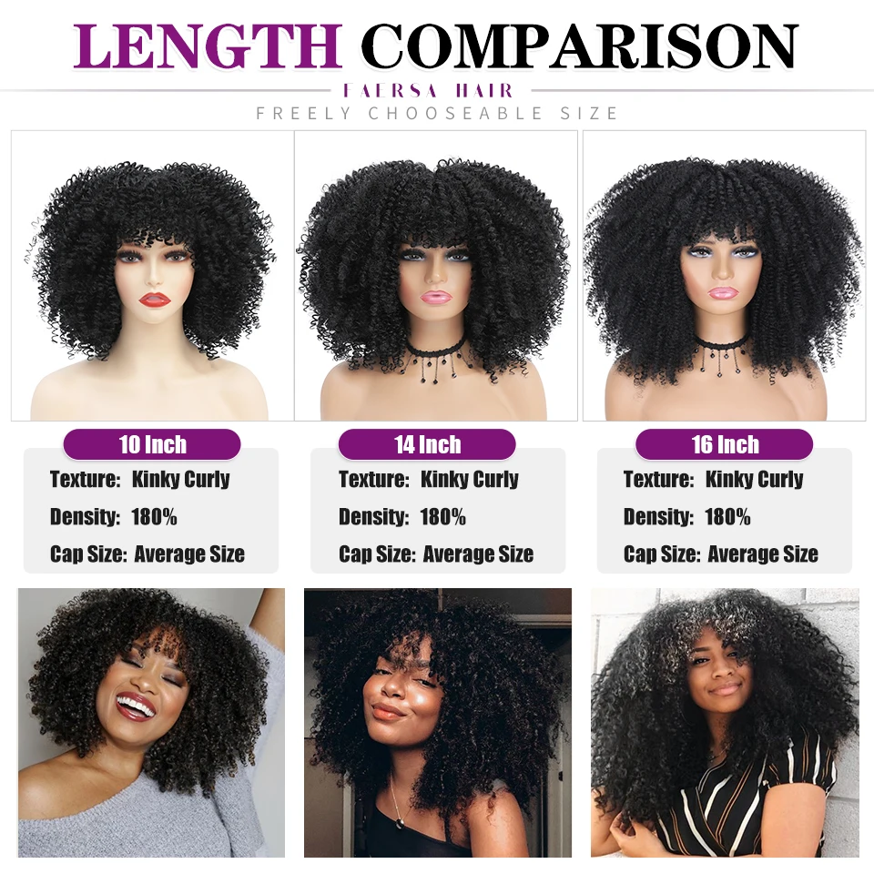 Short Hair Afro Kinky Curly Wigs With Bangs For Black Women Blonde African Synthetic Ombre Glueless Cosplay Wig High Temperature