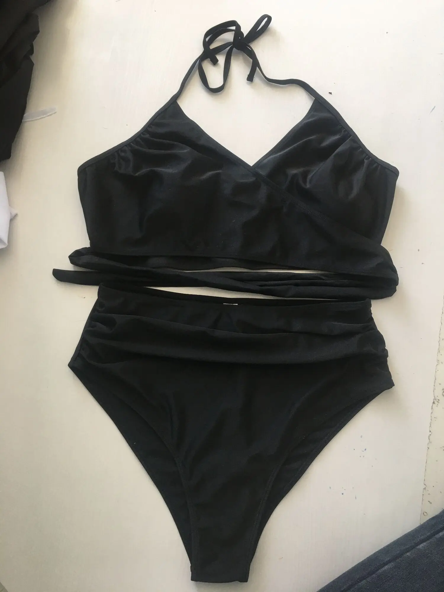 

Женский однотонный купальник-бикини с узлом сзади, комплект из 2 предметов