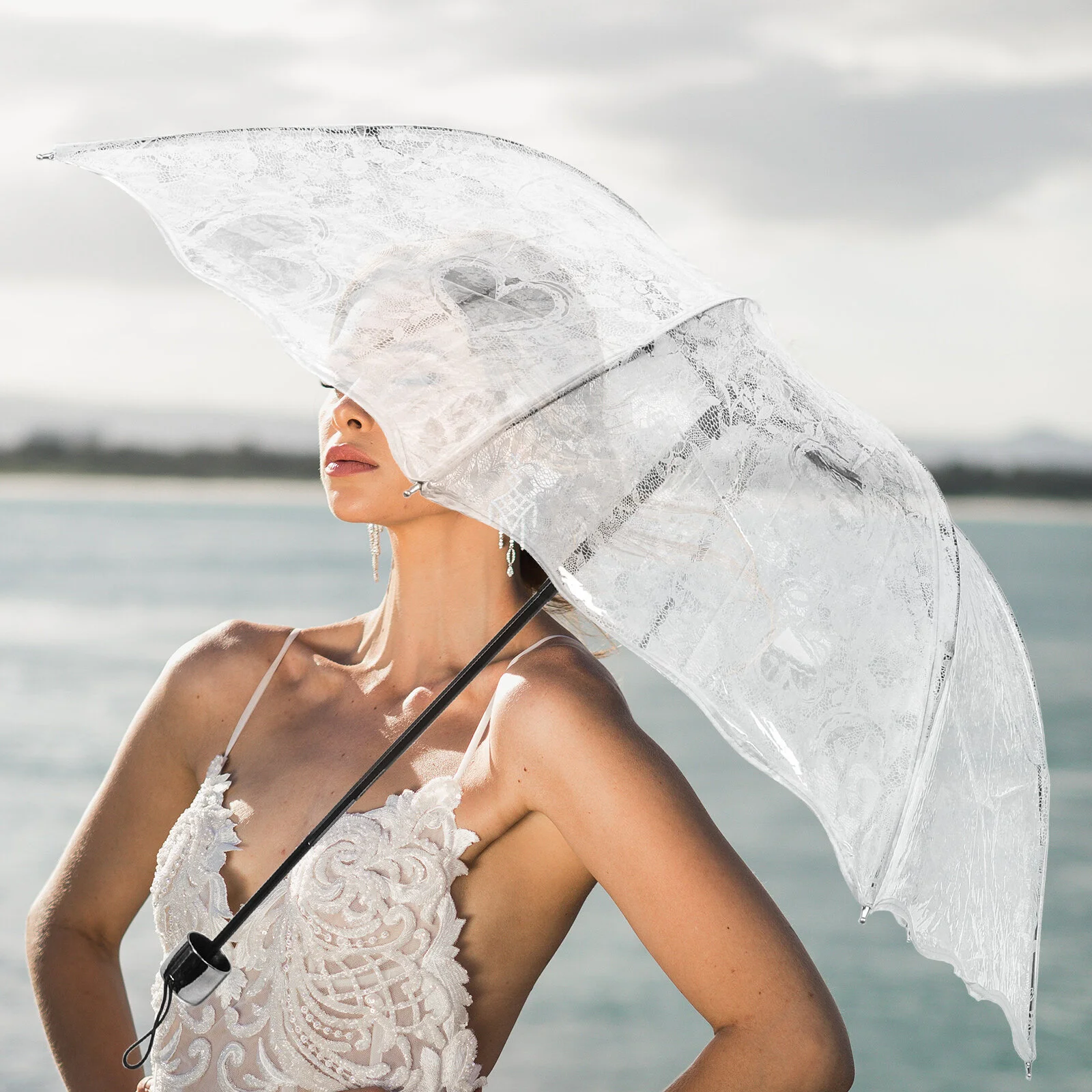 

Lace Umbrella Prop Wedding Umbrellas Rain Old Fashioned Bridal Plastic Vintage Photo Bride