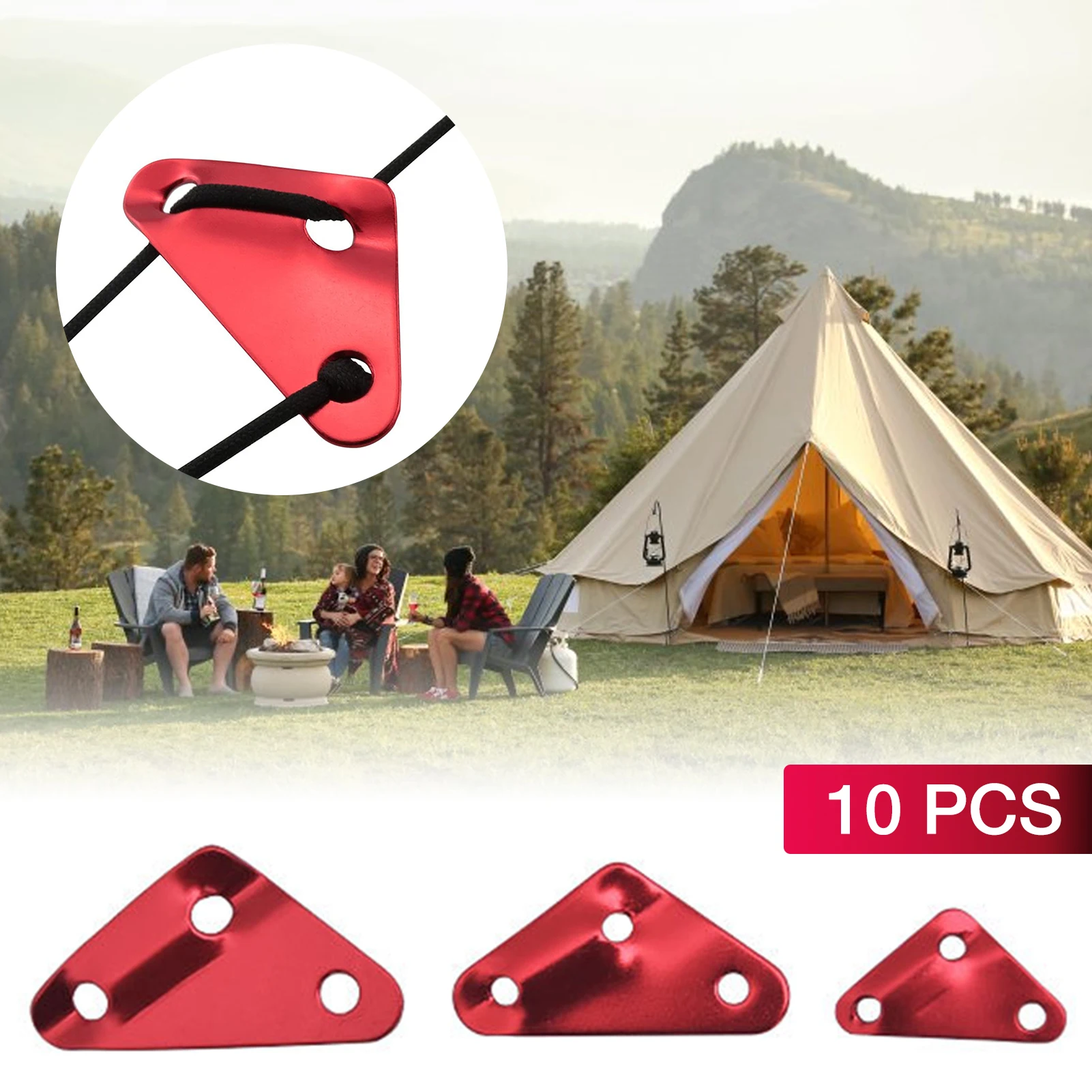 

10 Pcs Triangle Tent Wind Rope Buckle Paracord Tensioners Rope Adjuster Three Holes Wind Rope Tent Buckles For Outdoor