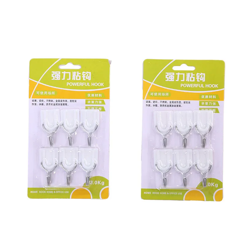 

Creative Perforated Small White Strong Adhesive Wall Hanging Plastic Hook Modern Minimalist 6 Sets Mounting Hooks