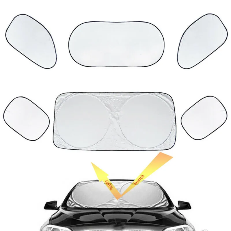 

6pcs/set Car Casement Sun Shade Foldable Windshield Shield Visor Block Cover Universal Silver Coated Reflective Curtain