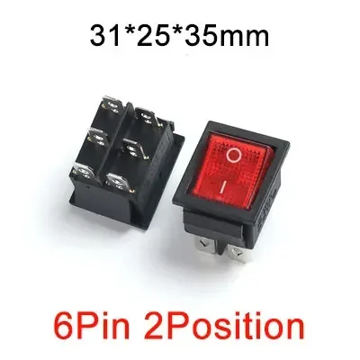 

Переключатель KCD4 BigBigBear красный пластик 4/6 контактов 16А 250В