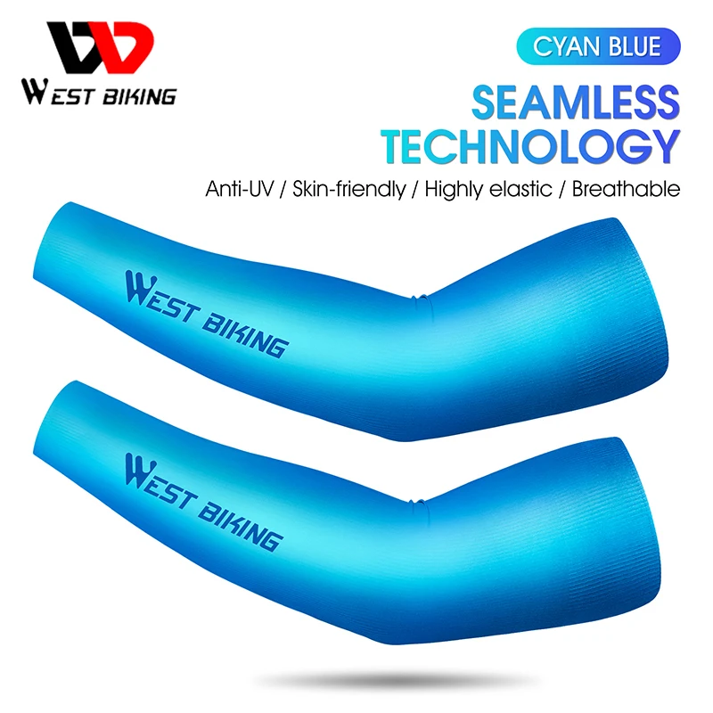 

WEST BIKING Summer Cool Arm Sleeves Gradient Color Fitness Fishing Sunscreen Sleeve Quick Dry Elastic Ice Silk Cycling Equipment