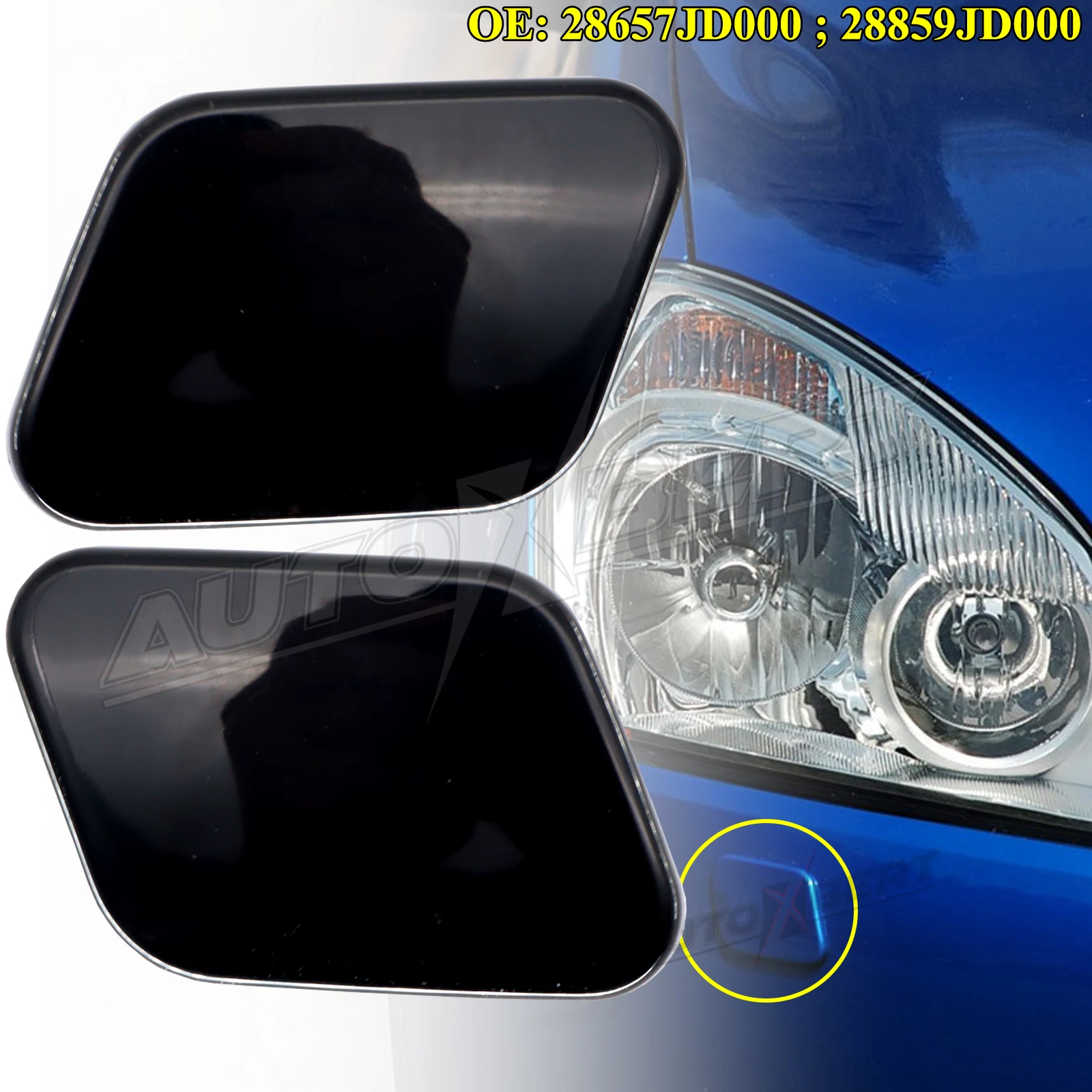 

Headlight Washer Nozzle Cover 28658JD000 28858JD000 For Nissan Qashqai Dualis J10 2006-2010 Right Left Front Bumper Headlamp Cap