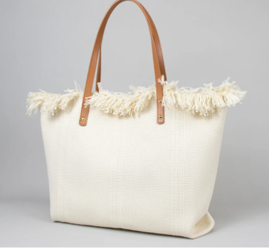 

Большая вместительная Холщовая Сумка-тоут для женщин, пляжная сумка, модная вышитая кисточкой, нишевой дизайн для женской сумки