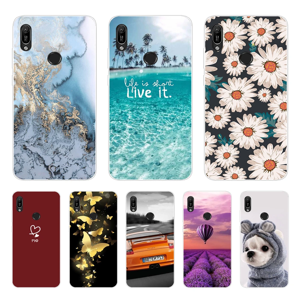Силиконовый чехол для Huawei Y6 2019, чехол для телефона с диагональю 6,09 дюйма, Женский чехол для телефона Huawei Y6 2019, задняя крышка, Мягкий защитный чехол