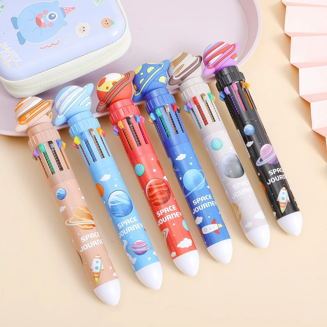 

Ручки Шариковые Happy Planet Multicolor, Набор 3/6/12 Штук, 10 Цветов, С Колпачком, Для Офиса И Школы