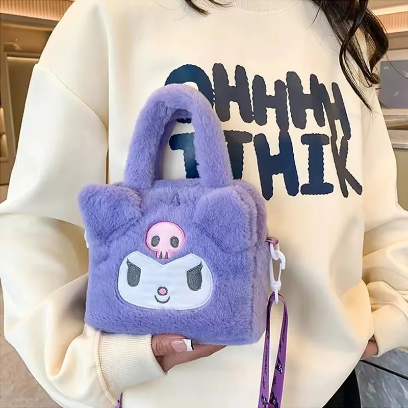 Y2k Sanrio плюшевая сумка Kuromi Melody мультфильм аниме Портативная через плечо косметика