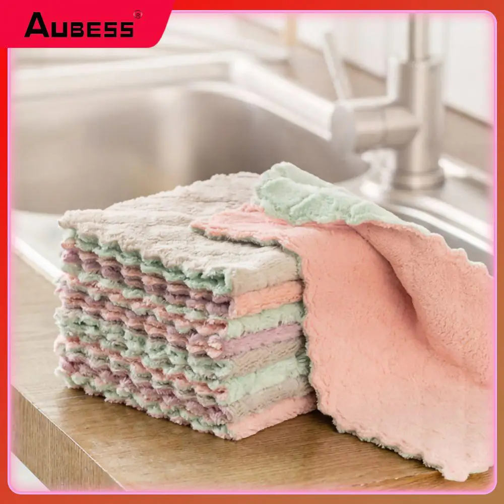 

Absorbent Fish Scale Cloth Household Coral Velvet Rag Non-stick Oil Dish Towel Microfiber Tablecloth Lint-free Cleaning Cloth