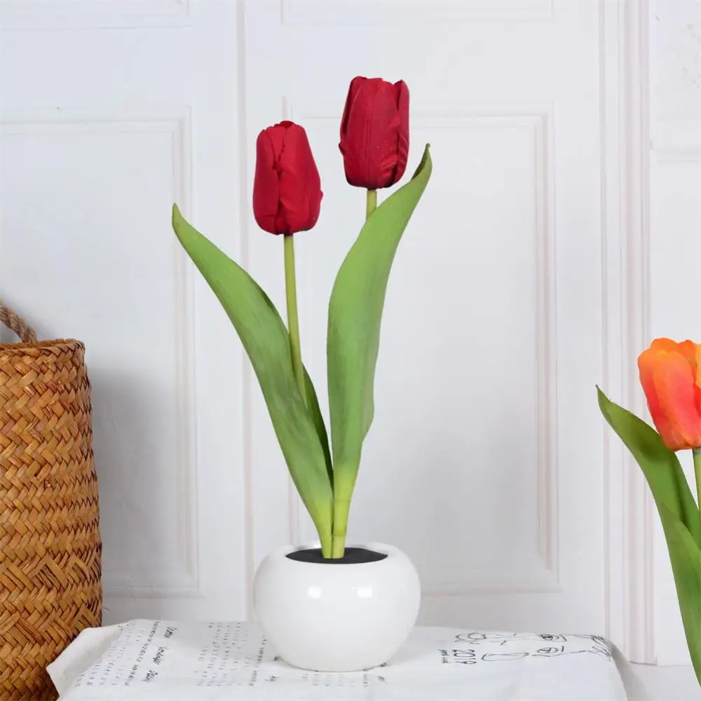 

Tulips LED Night Light Table Lamp Artificial Flowers Bedroom Bedside Wedding Table Lamp Decorative Atmosphere Night Light