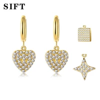 luxury fashion 14k gold plated heart star square dangle earrings for women 2022 earrings premium earrings crystal jewelry