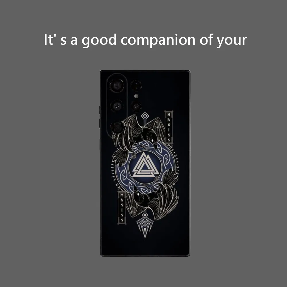 V-Viking Vegvisir Logo Phone Case for Samsung Galaxy S25 Ultra S22 S23 S24 S21 S20 5G Protective Soft Silicone TPU Funda